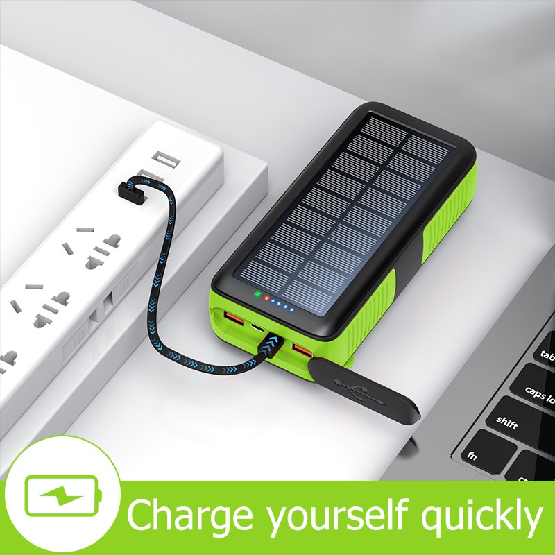 TechGlobe Hand Crank Solar Bank 61200mAh With Built-in Cable, Two-Way Fast Charging Power Pack PSE/METI_voghion.com