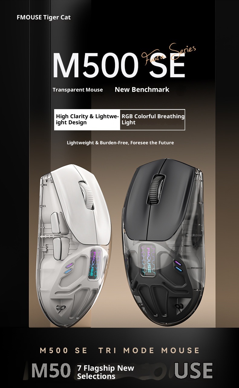 Digitex Digitex Huma Wireless Bluetooth Three-Mode Semi-Transparent Ro Programming Silent E-Sports Gaming Mouse_voghion.com