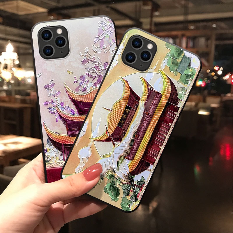 TechGlobe Suitable For 15/17/8 Plus Embossed Phone Chinese Style National Trend Shockproof Fresh Artistic Protective Case_voghion.com