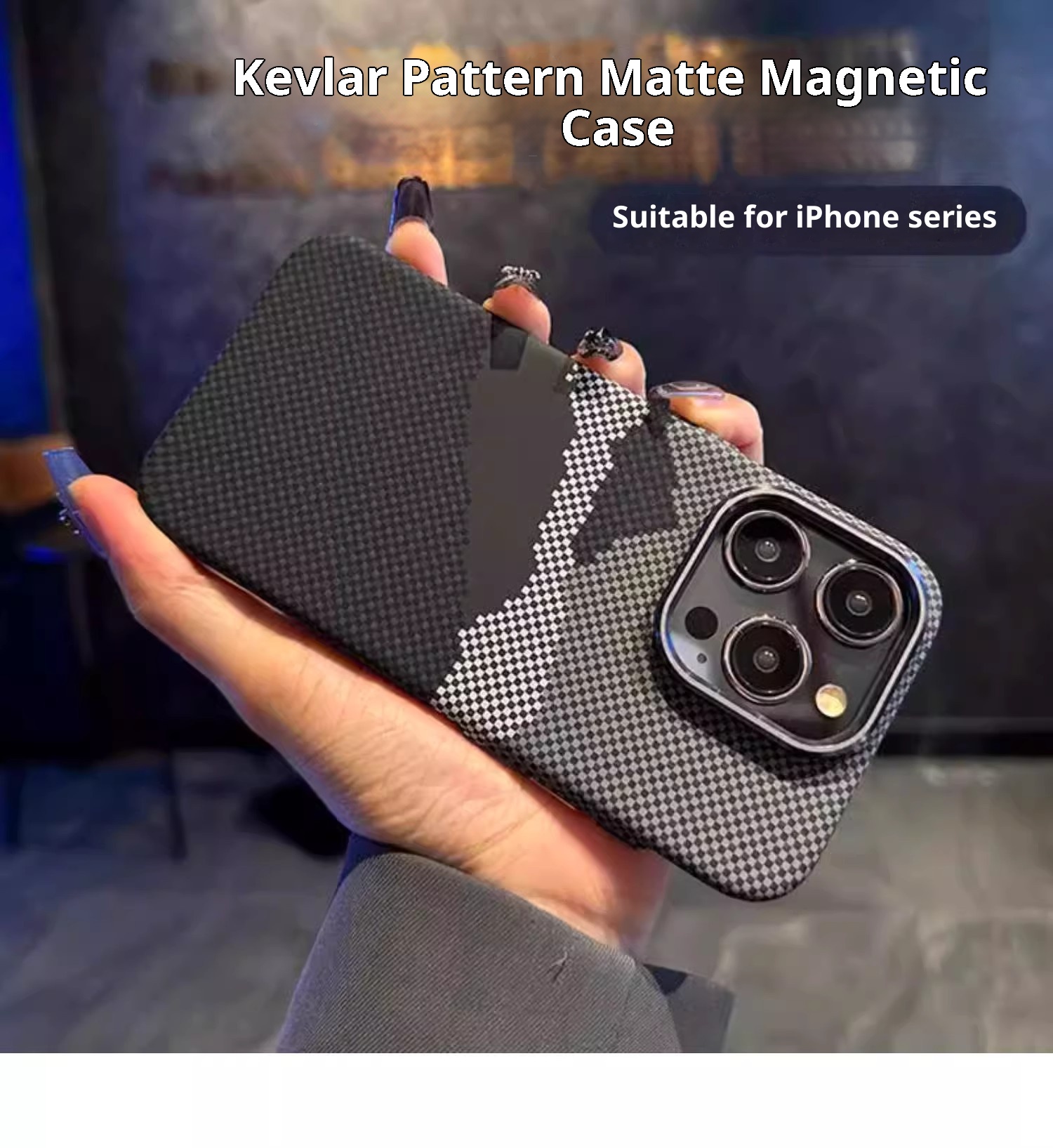 Custodia per telefono TechGlobe compatibile con iPhone 16 Pro Max, magnetica, in fibra di carbonio e Kevlar, copertura completa, antiurto, 15_voghion.com