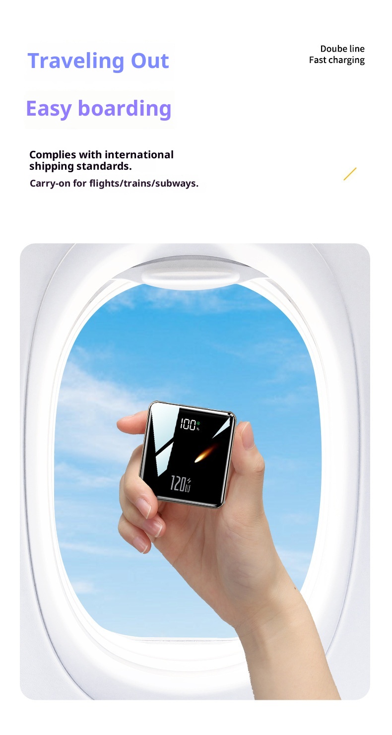 TechGlobe 3C Certified 120W Super Fast Charging With Cable 20000mAh Large Capacity Bank Mini Portable Mobile Power Supply_voghion.com