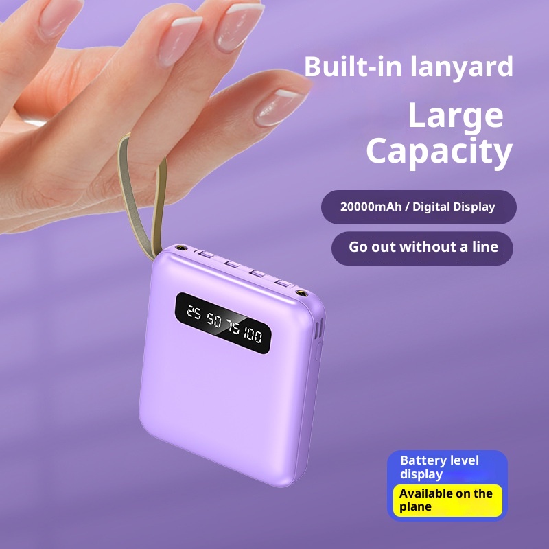 techglobe Mini-Powerbank mit integriertem Kabel, 20000 mAh Kapazität, Schnellladefunktion, Geschenkidee, individuell anpassbar_voghion.com