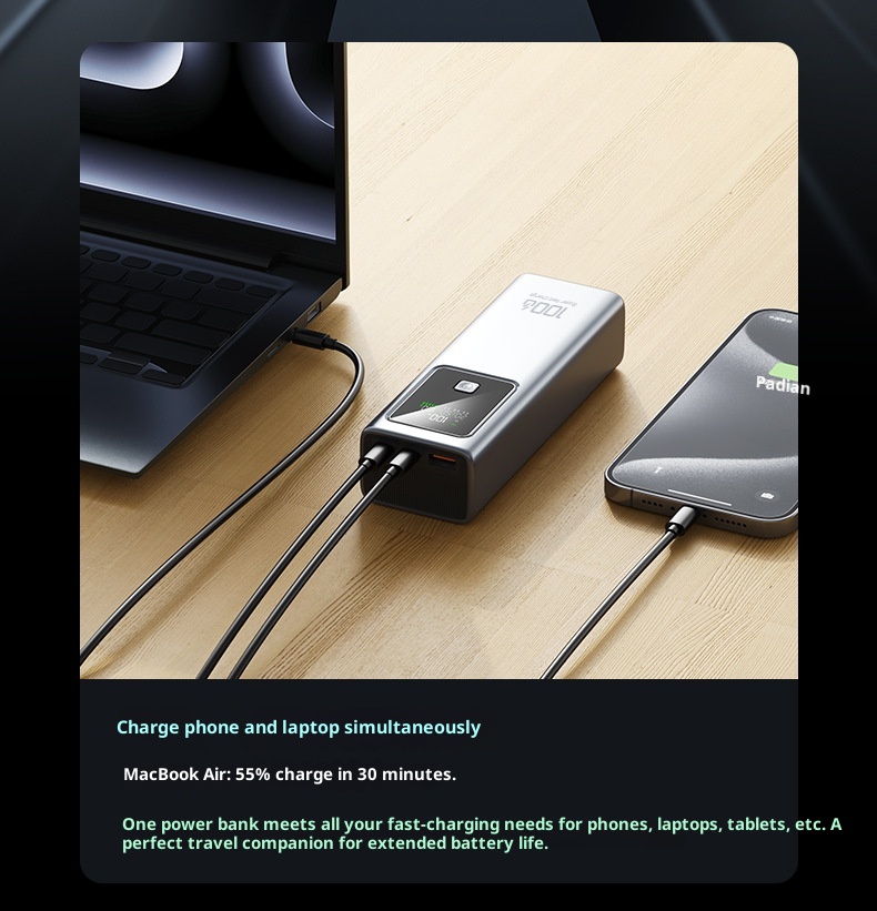 techglobe Power Bank 100W Super Fast Charging 20000mAh Large Capacity Laptop Portable Charger Custom Lithium Battery_voghion.com