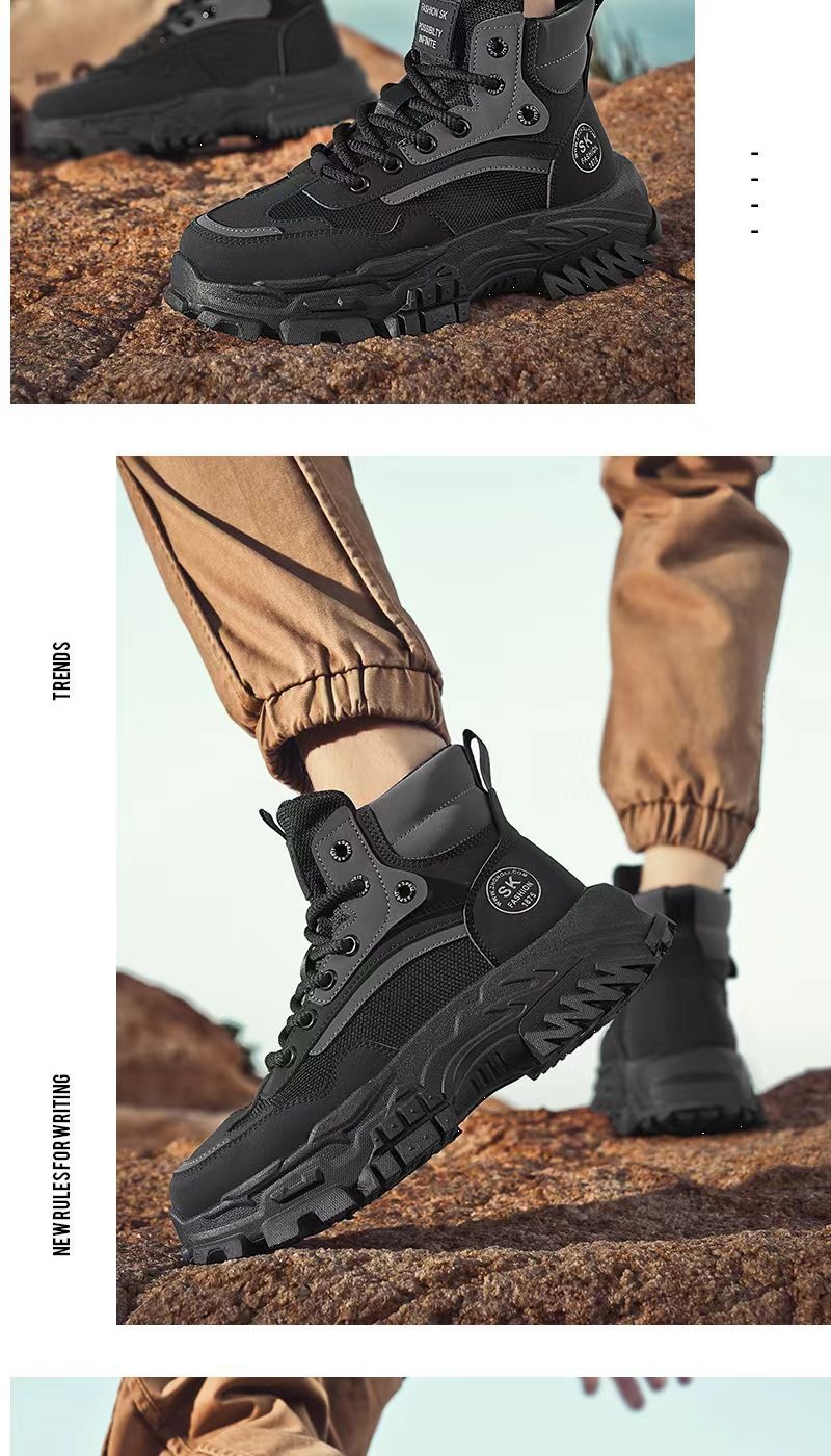 Zees Arbeidsbescherming Herenschoenen Herfst Buiten Wandelen Antislip Slijtvast Werk Sport Dikke Zool Hoogteverhogend_voghion.com