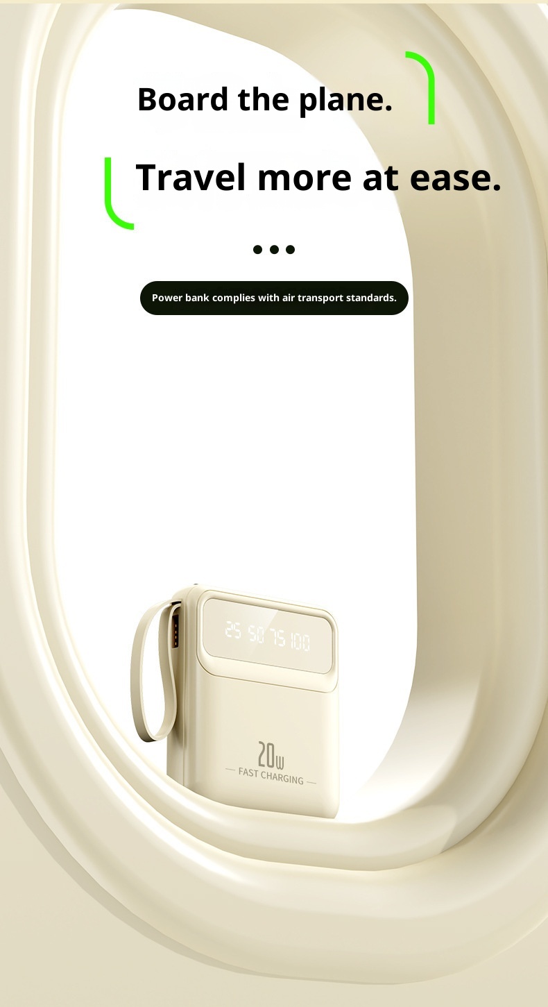 TechGlobe Gift Power Bank Wholesale Mini With Built-in 20000mAh Large Capacity Digital Display Portable Charger Data Cable_voghion.com