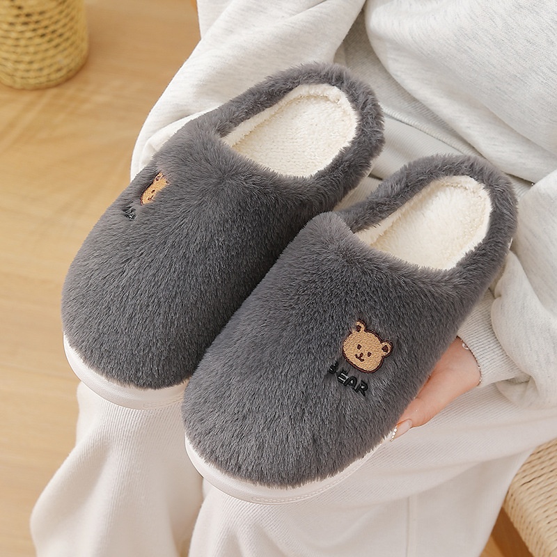 Zees Dikke Zool Stap Comfort Heren Binnen Warm Antislip Cartoon Katoen Winter Thuis Harige Pantoffels Dames_voghion.com