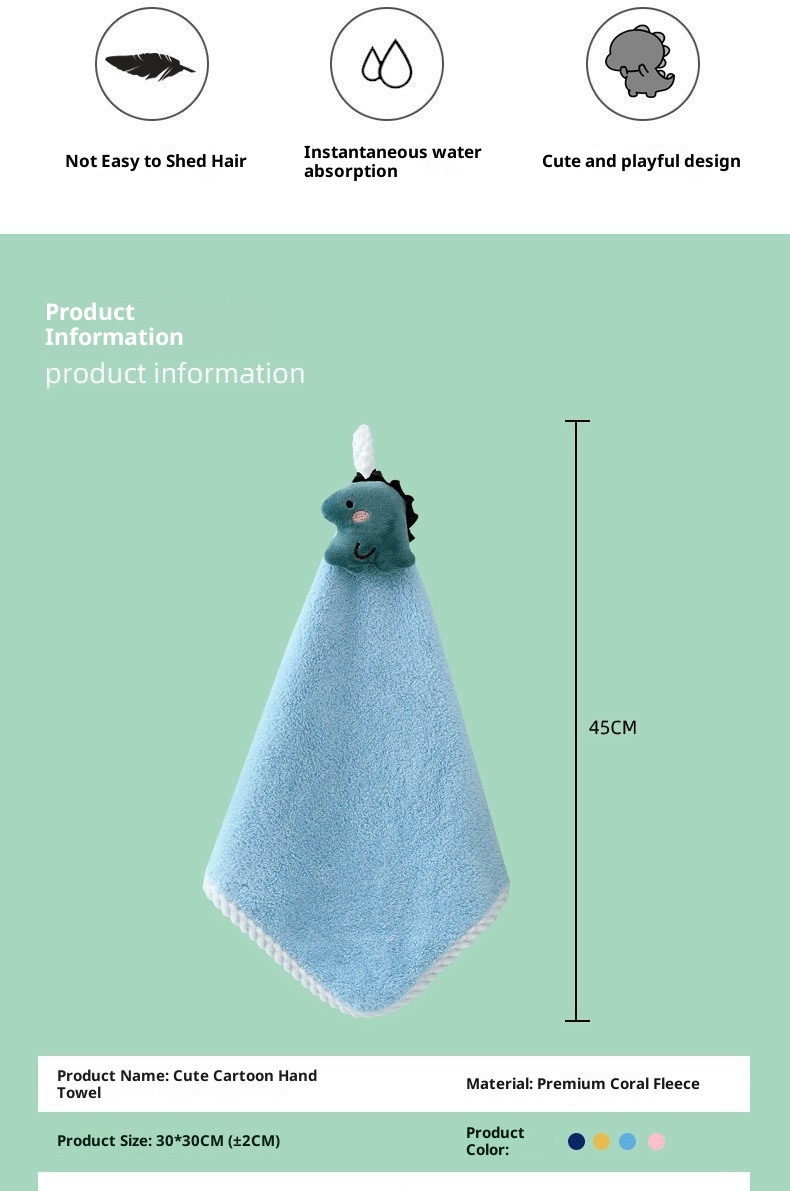 Lillian Korallenvlies-Handtuch, saugfähig, Geschenk für Kindergartenkinder, fusselt nicht, Badehandtuch zum Aufhängen_voghion.com