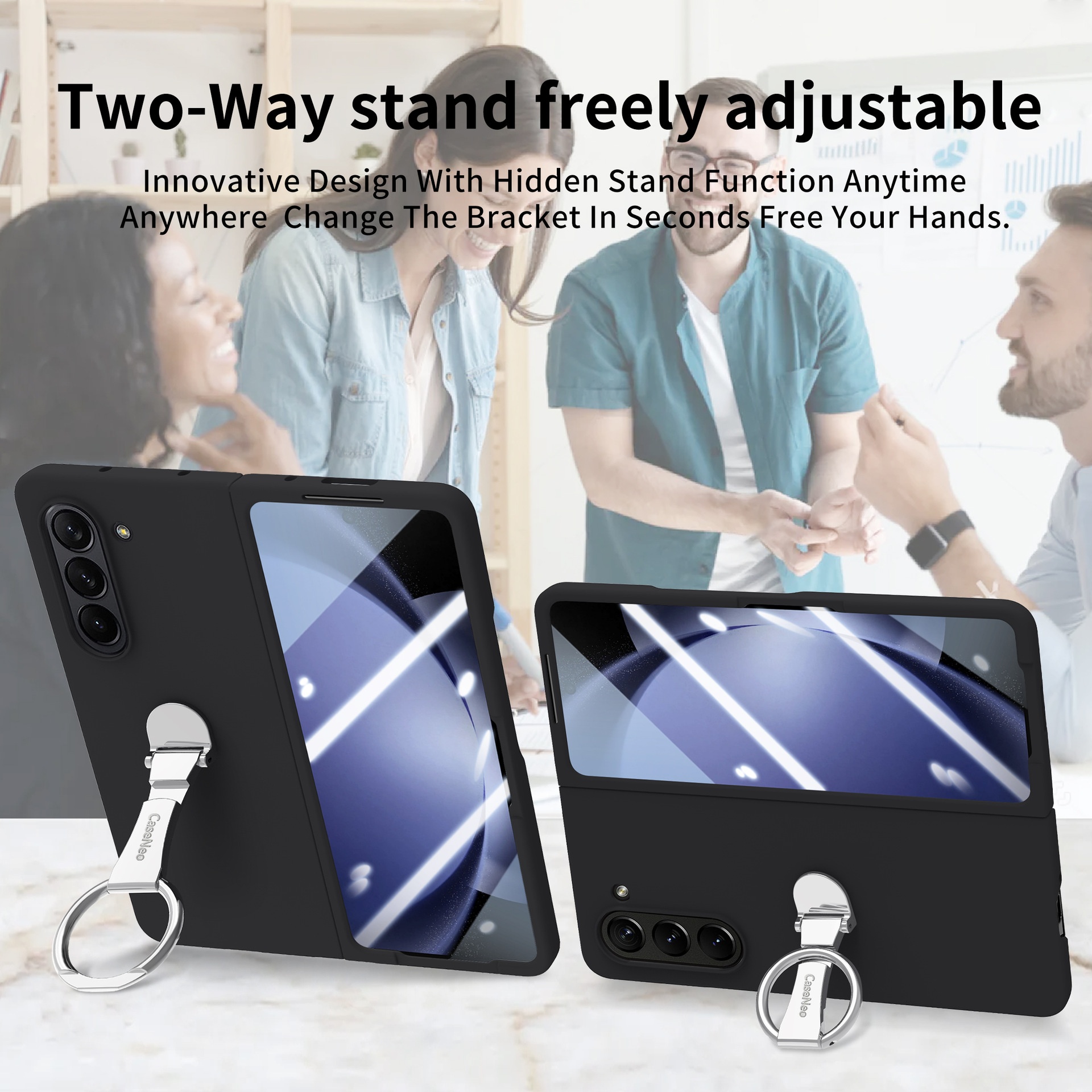 TechGlobe Compatible With Samsung ZFold7 And Screen Protector Integrated Phone Case Exquisite Boxed 360 Multi-Angle Rotating Stand_voghion.com