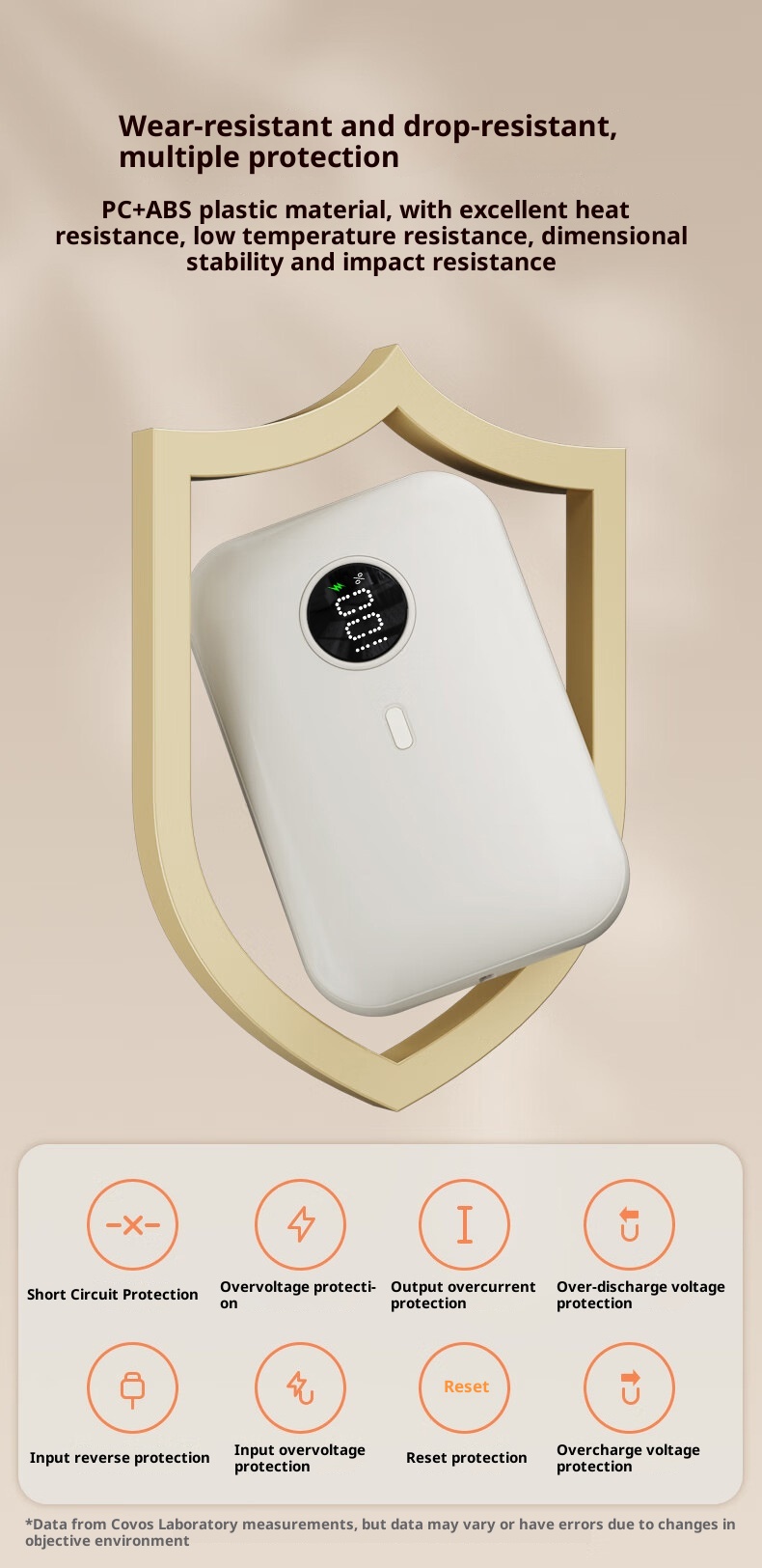 techglobe 3C-zertifizierte Mini-Powerbank mit integriertem Kabel, kompatibel mit Huawei 15/16, kompakt, tragbar, Schnellladefunktion_voghion.com