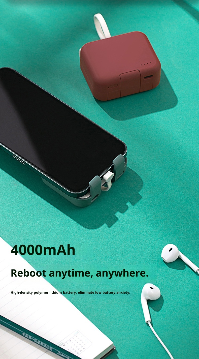 TechGlobe Faltbare Powerbank mit Rückenclip, kleines tragbares kabelloses Ladegerät, Mini-Geschenkidee, Großhandel_voghion.com