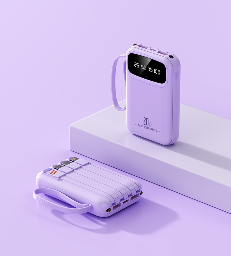 techglobe 3C Certified 20000mAh Ultra Large Capacity Bank Mini Built-in Cable Portable Mobile Power Wholesale Customization_voghion.com