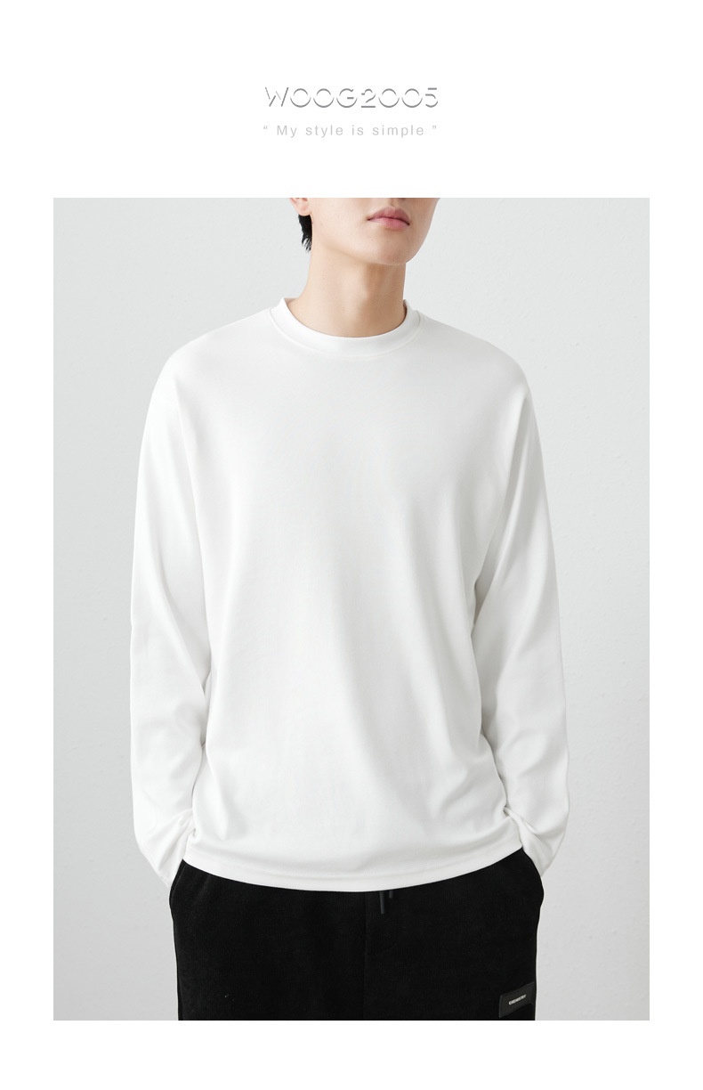 QFV507045555501<2 T-shirt a maniche lunghe da uomo in cotone peruviano pettinato 260 g, primavera estate 2025, nuova maglietta da uomo con strato interno in tinta unita_voghion.com