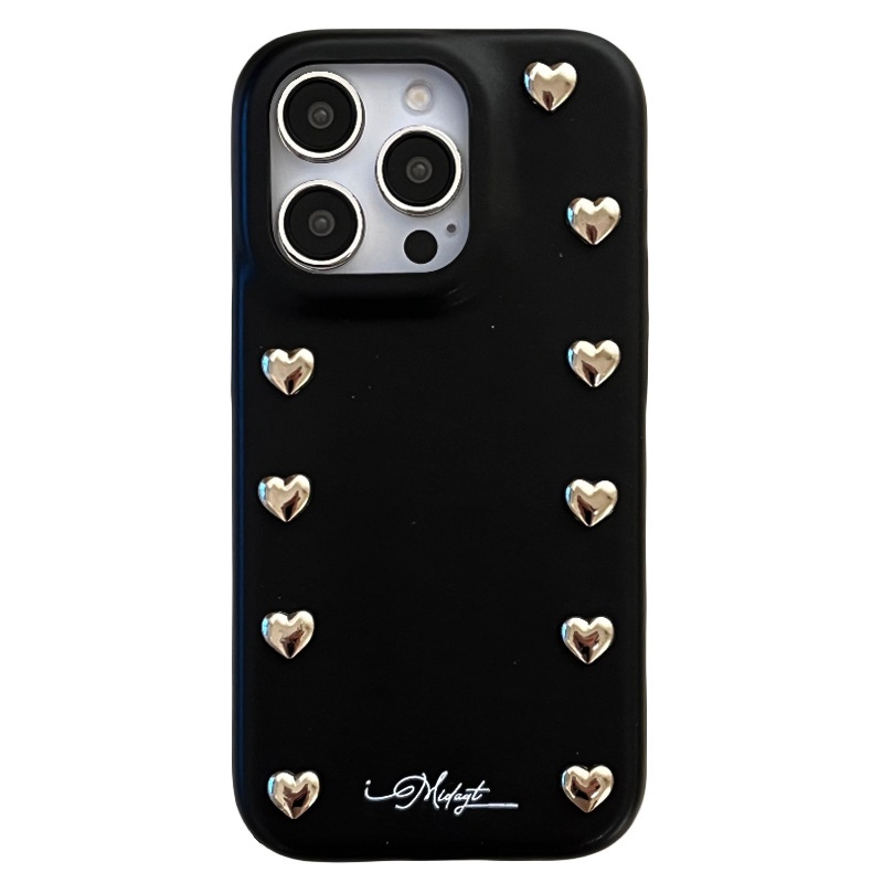 Custodia in pelle TechGlobe di alta qualità con texture denim 3D in argento a forma di cuore, compatibile con iPhone 13 Pro Max, nuovo modello._voghion.com