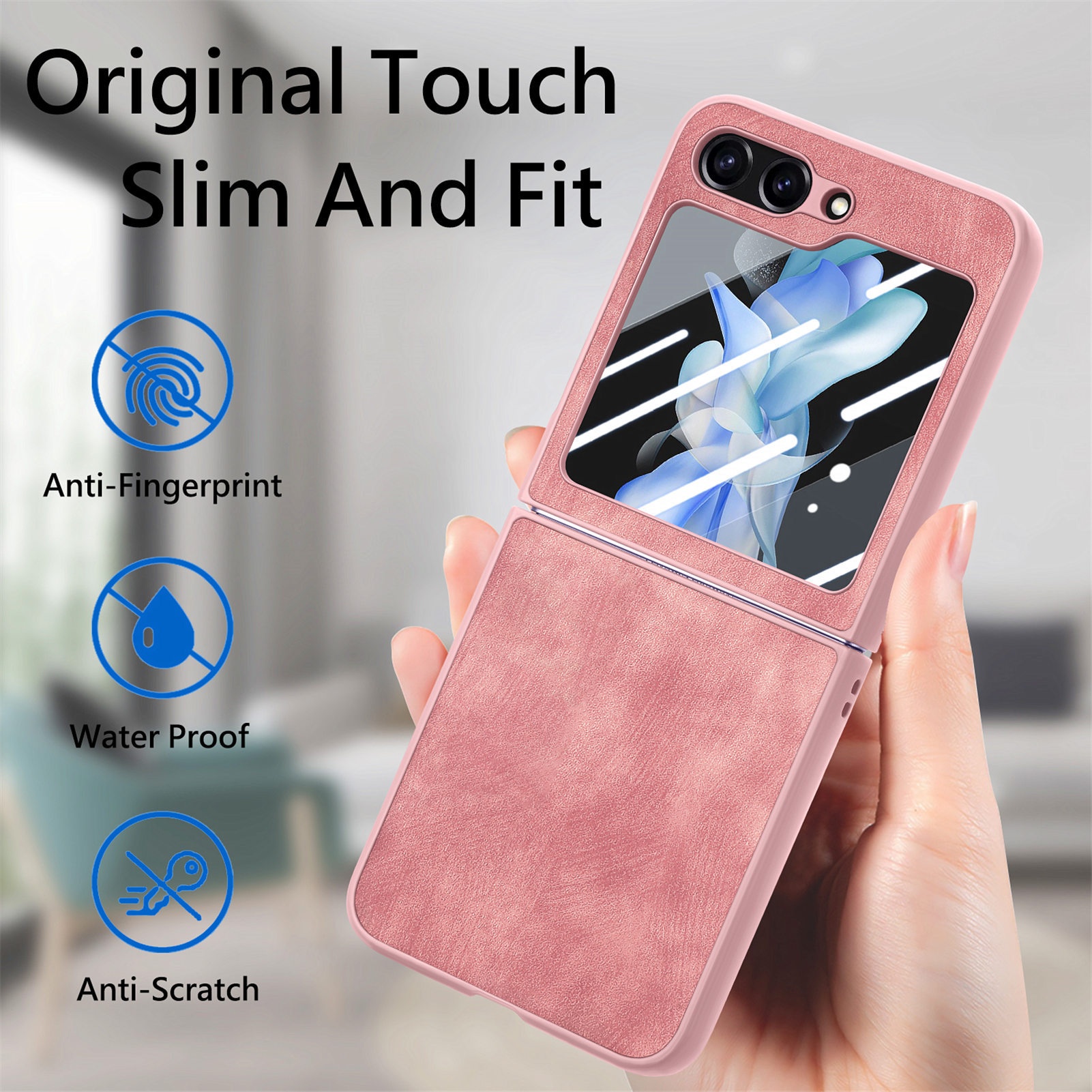 TechGlobe Compatibel met Samsung Z 5 Skin Feel Solid Color Oil Spray Flip 5/4 Protector Geïntegreerd Boven- en Onderscherm_voghion.com