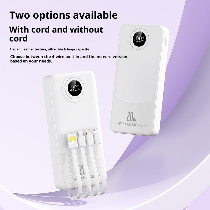 techglobe Super Fast Charging Bank With Four Cables 2000mAh Large Capacity PD 20W Custom Gift Mobile Power Supply_voghion.com