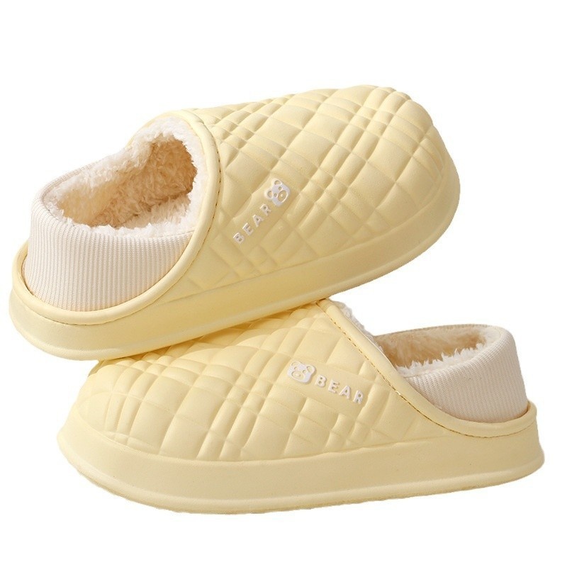 Zees New EVA Waterproof Cotton Men, Autumn And Winter Indoor Home Fleece-Lined Warm Non-Slip Soft Cushioning Plush Slippers_voghion.com