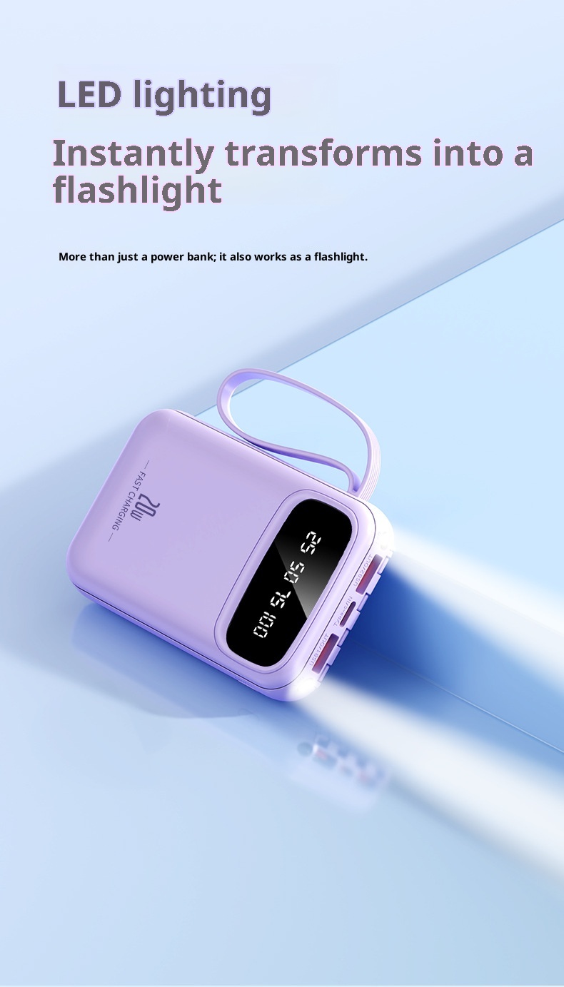 techglobe 3C Certified 20000mAh Ultra Large Capacity Bank Mini Built-in Cable Portable Mobile Power Wholesale Customization_voghion.com