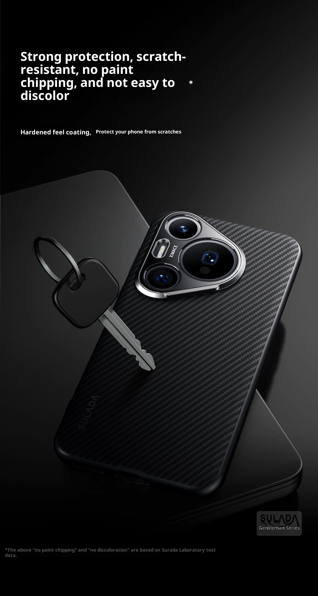 Capa para celular TechGlobe P70 com estampa de fibra de carbono Kevlar, modelo Gentleman, compatível com Huawei Pura70 e P70ultra._voghion.com