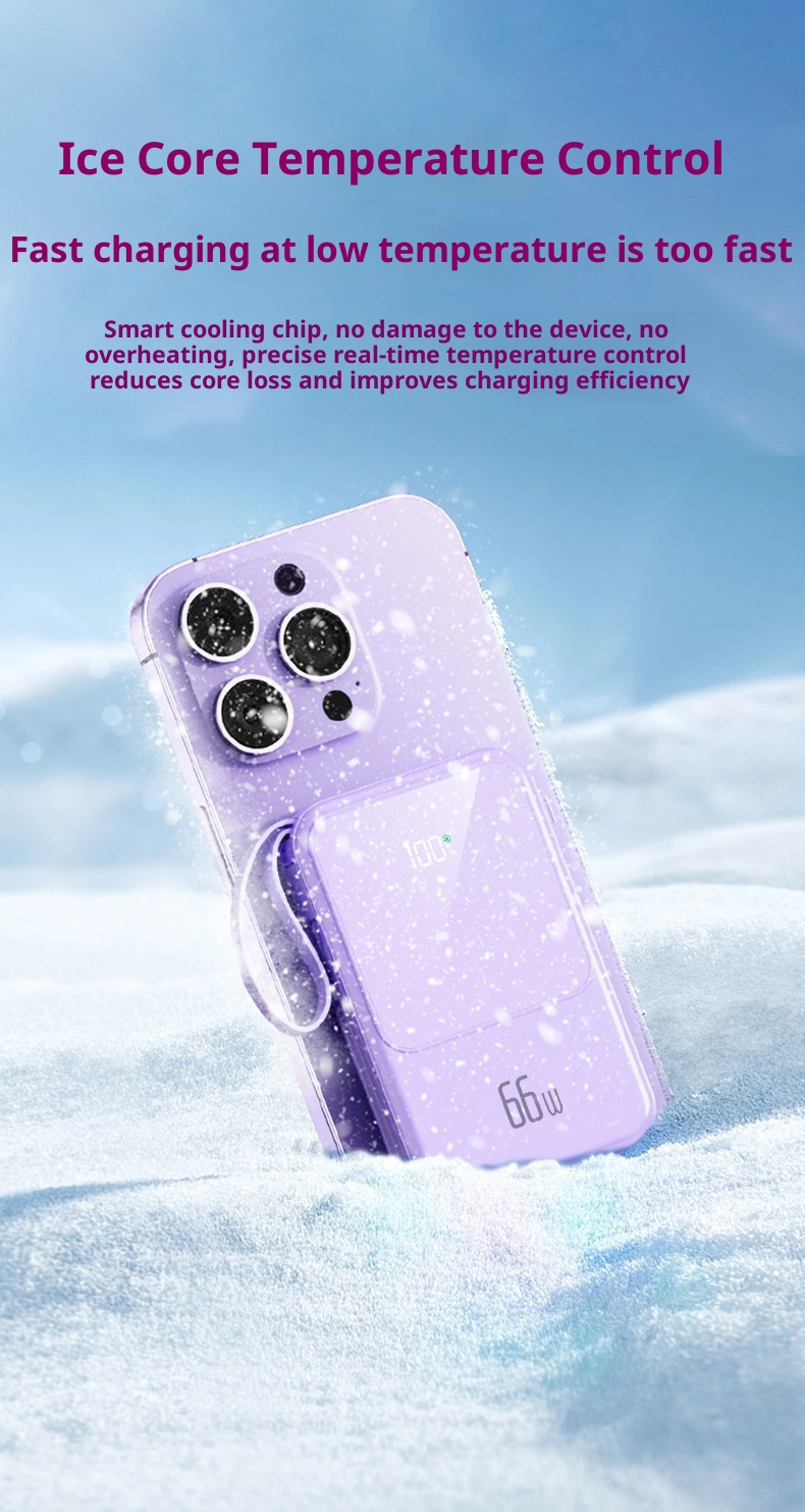 TechGlobe Built-in Dual-Wire Magnetic Wireless Charging Power Bank 10000mAh Mini Compact Portable Charger_voghion.com