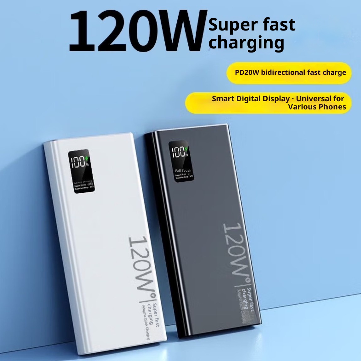 techglobe 3C Certified 120W Super Fast Charging 20000mAh Bank Large Capacity 10000mAh Portable Mobile Power Supply_voghion.com