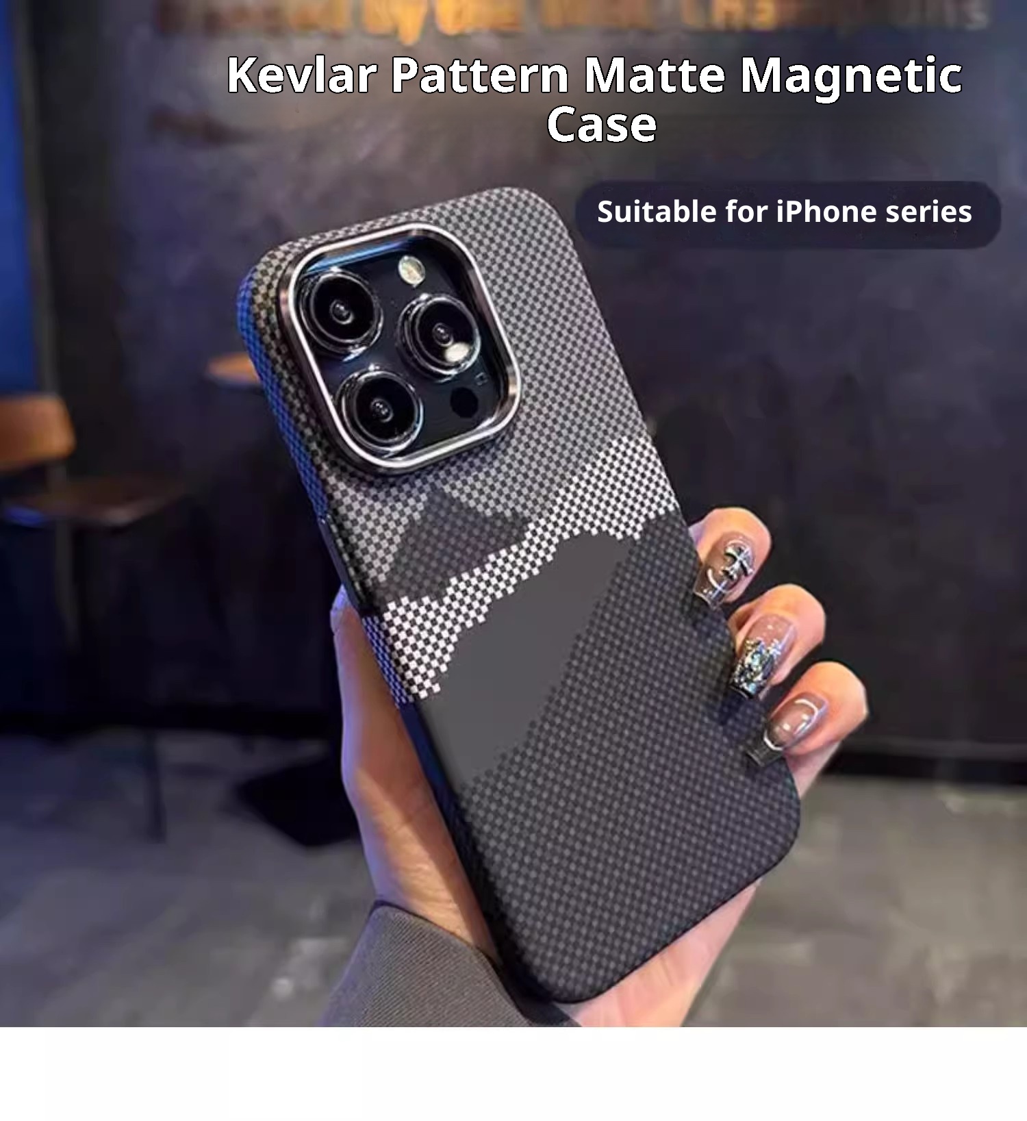 Custodia per telefono TechGlobe compatibile con iPhone 16 Pro Max, magnetica, in fibra di carbonio e Kevlar, copertura completa, antiurto, 15_voghion.com