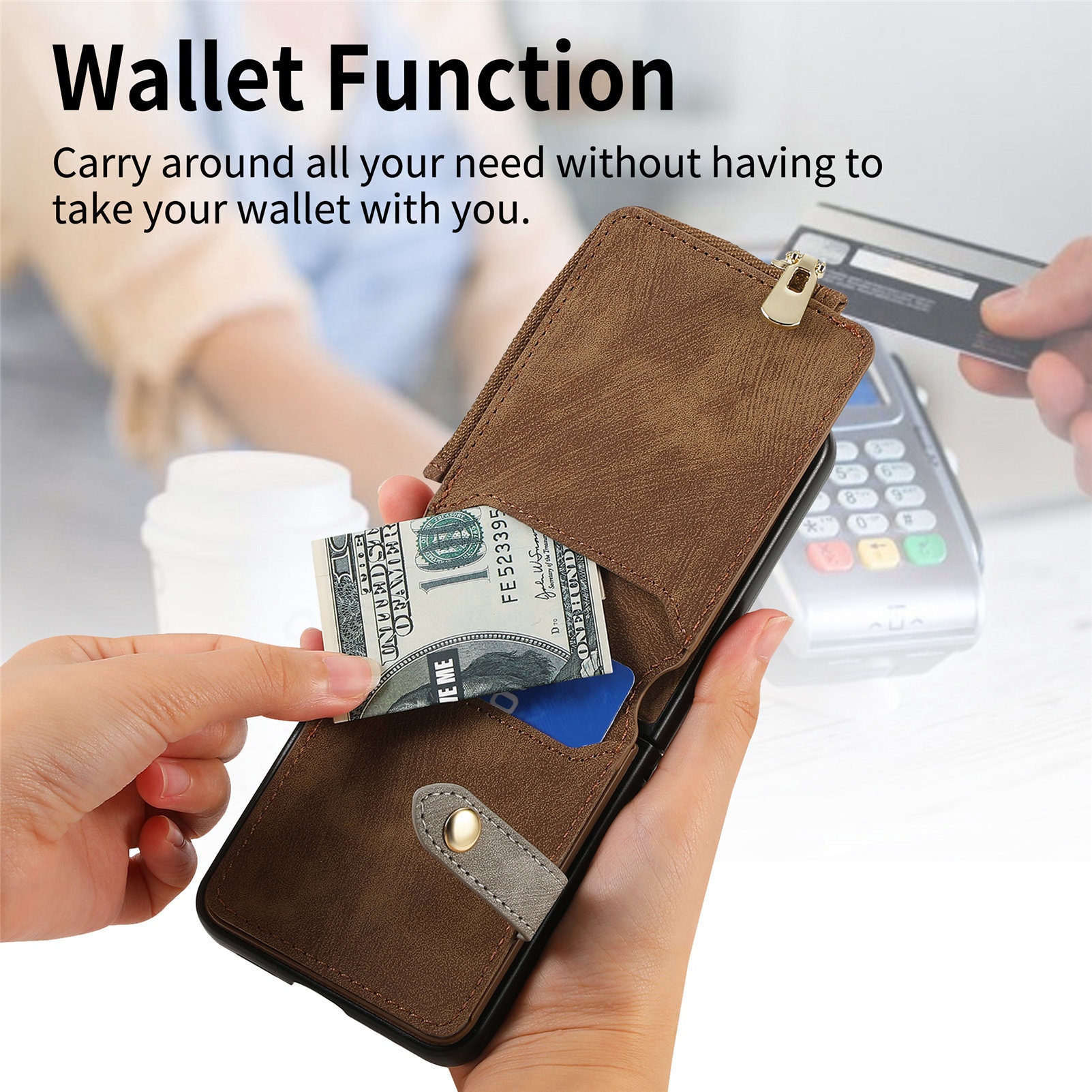 TechGlobe Cross-Border kompatible Moto Ultra Leder-Handyhülle mit mehreren Kartenfächern, Ring, PU-Kartenhalter, faltbar, Razr 60_voghion.com