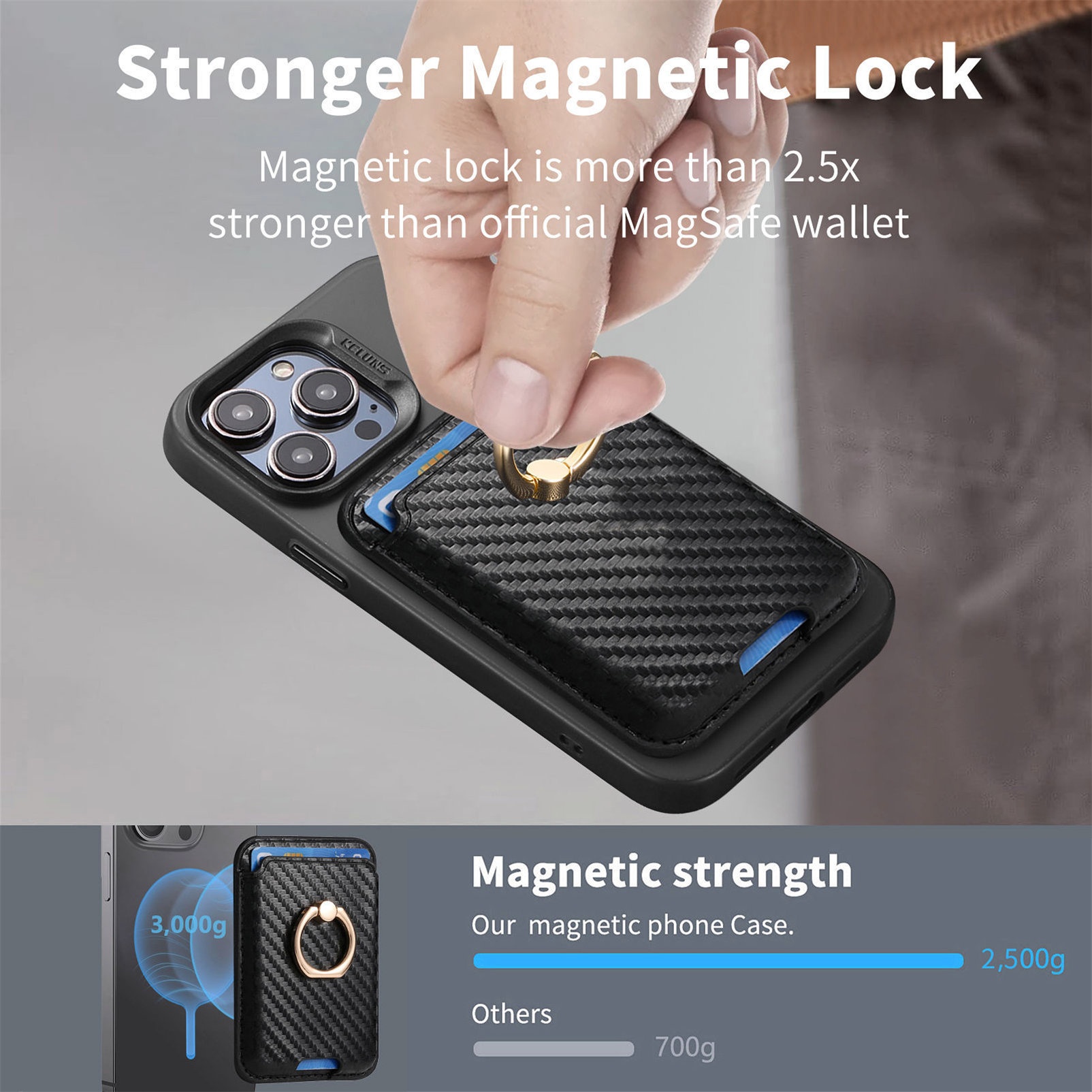 TechGlobe compatibile con 16 porta carte magnetiche in pelle con texture in fibra di carbonio, clip per portafoglio da 14p, 15_voghion.com