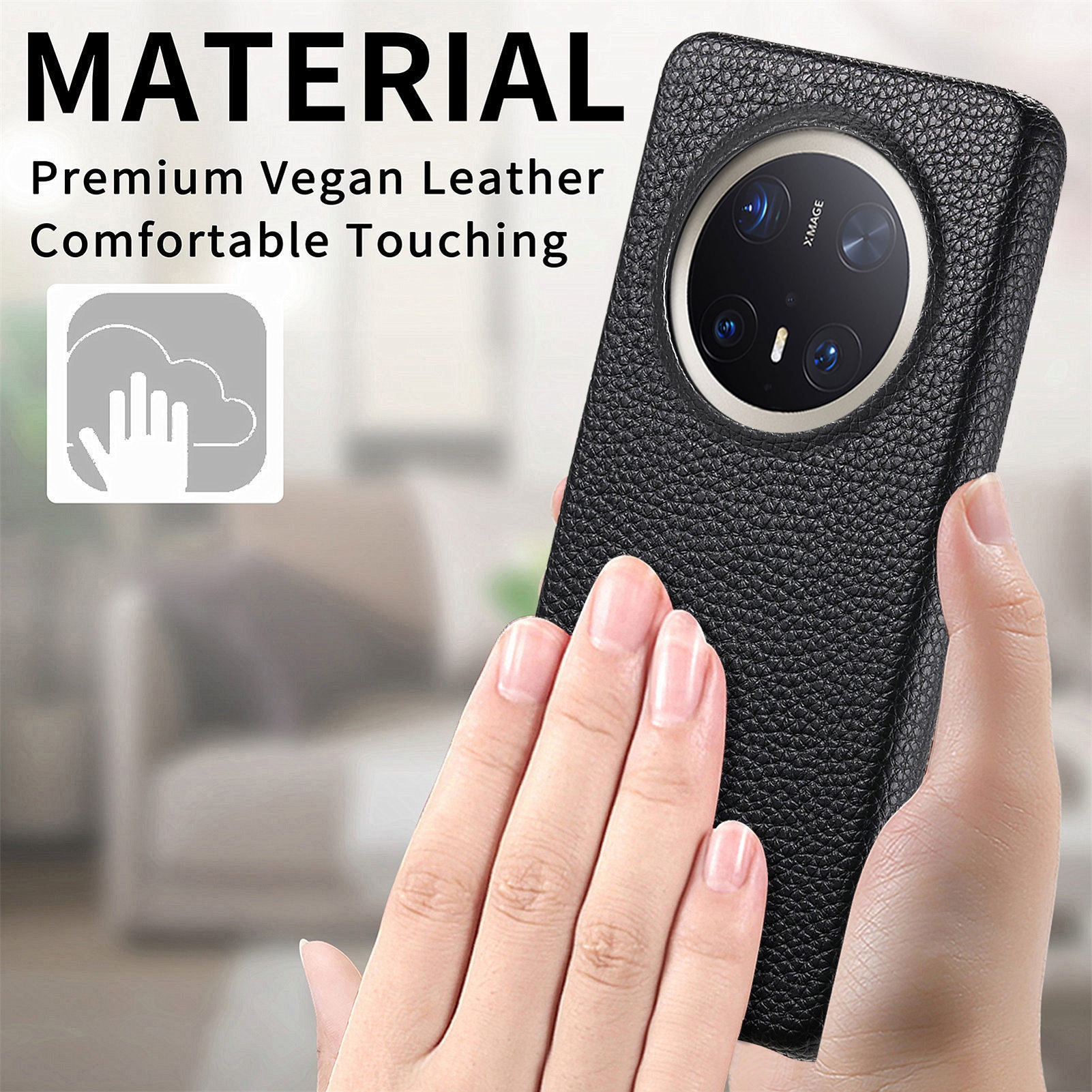 TechGlobe Hochwertiges Lych-Grain-Glattleder, hautfreundlich, kompatibel mit Mat70, groß, stoßfest_voghion.com