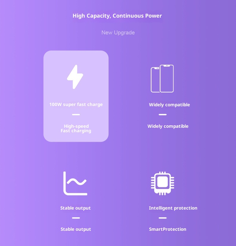 techglobe Super Fast Charging 100W Custom Gift Mini Built-in Cable Bank 20000mAh Wholesale Mobile Power Supply_voghion.com