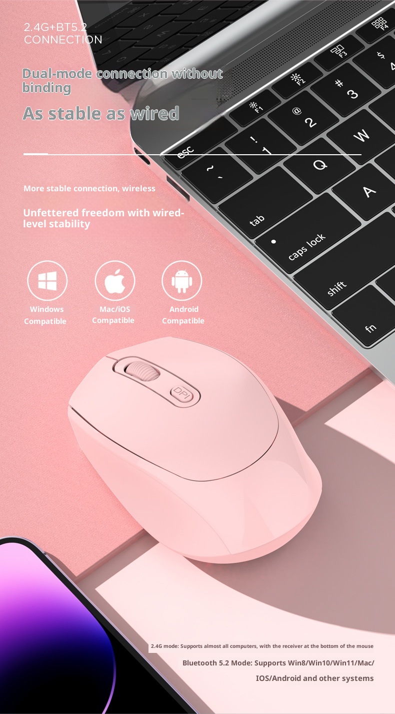 Techglobe Senlanni Mouse silenzioso wireless ricaricabile Bluetooth a doppia modalità Macron multicolore di tipo C_voghion.com