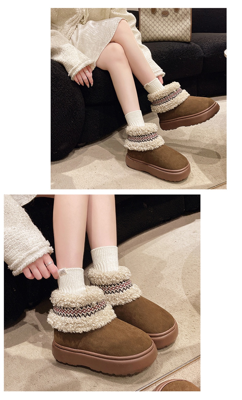 Zees Qidan Shoe Factory Women's Winter Snow Boots Korean Style Fleece-Lined Warm High-Top EVA Thick Sole Non-Slip Heel Cotton_voghion.com