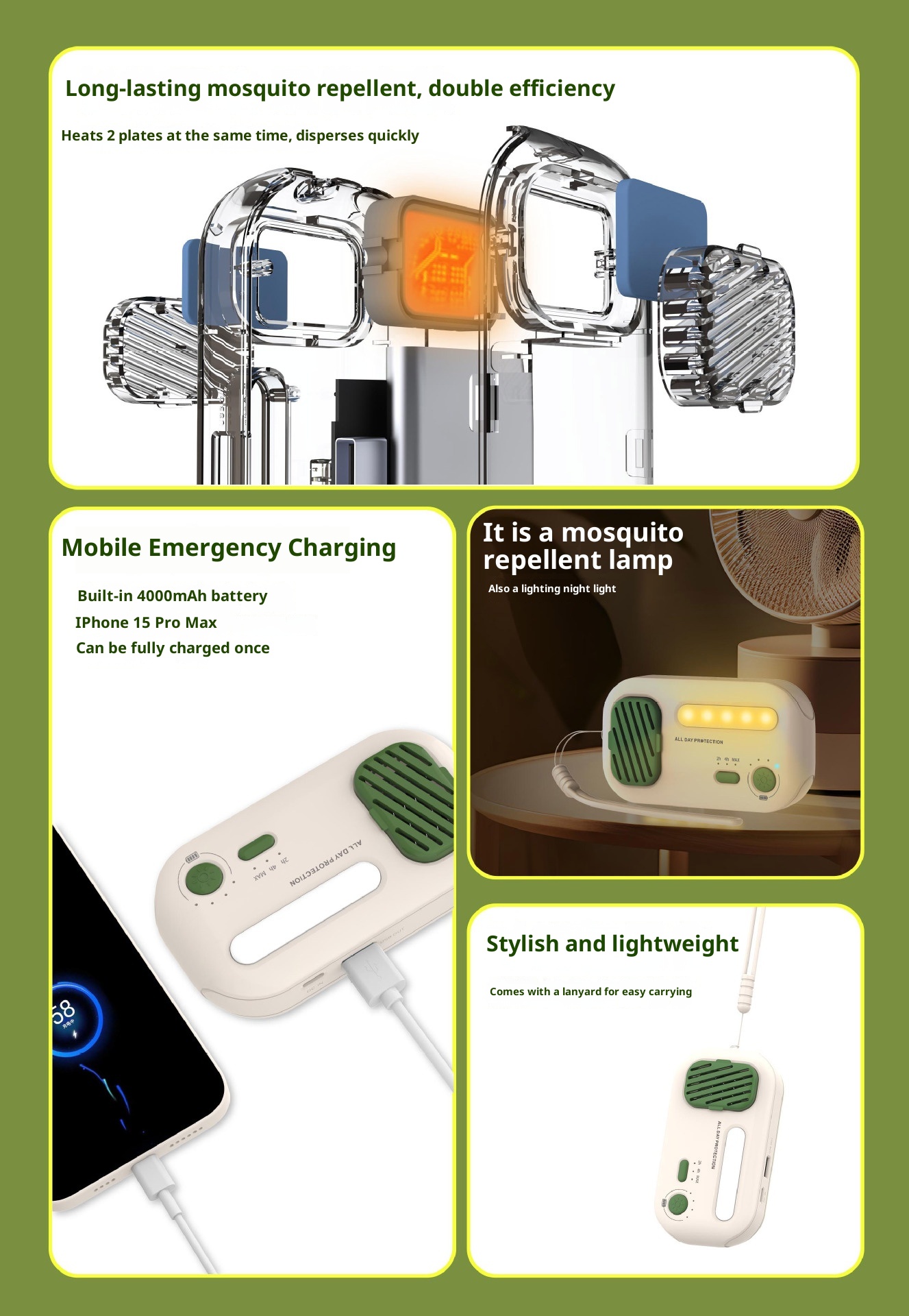 TechGlobe Lampada repellente per zanzare multifunzionale all'ingrosso transfrontaliero da campeggio per esterni con ricarica rapida, regalo portatile per cellulare_voghion.com