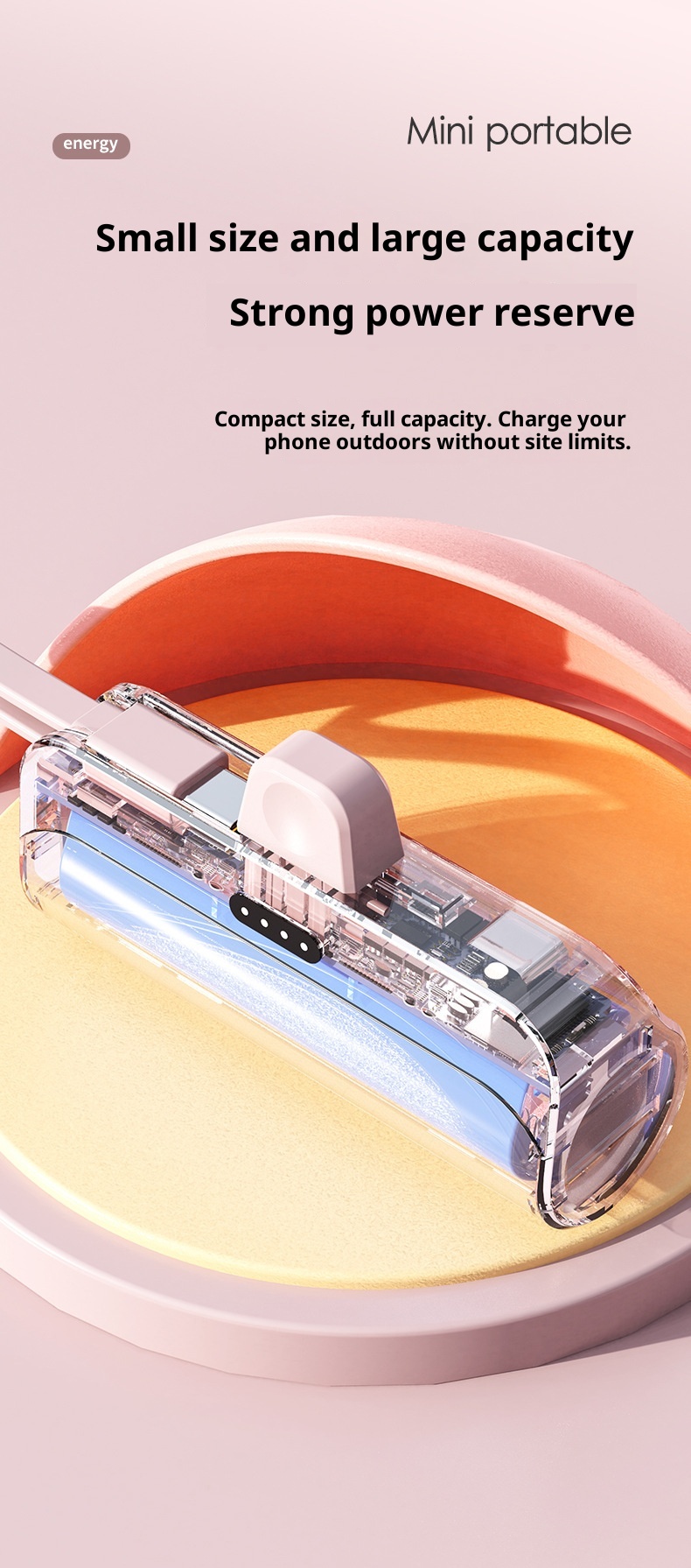 techglobe Mini-Bank mit großer Kapazität, Schnellladefunktion, tragbar für den Außenbereich, digitales Display, mobile Stromversorgung mit mehreren Schnittstellen_voghion.com