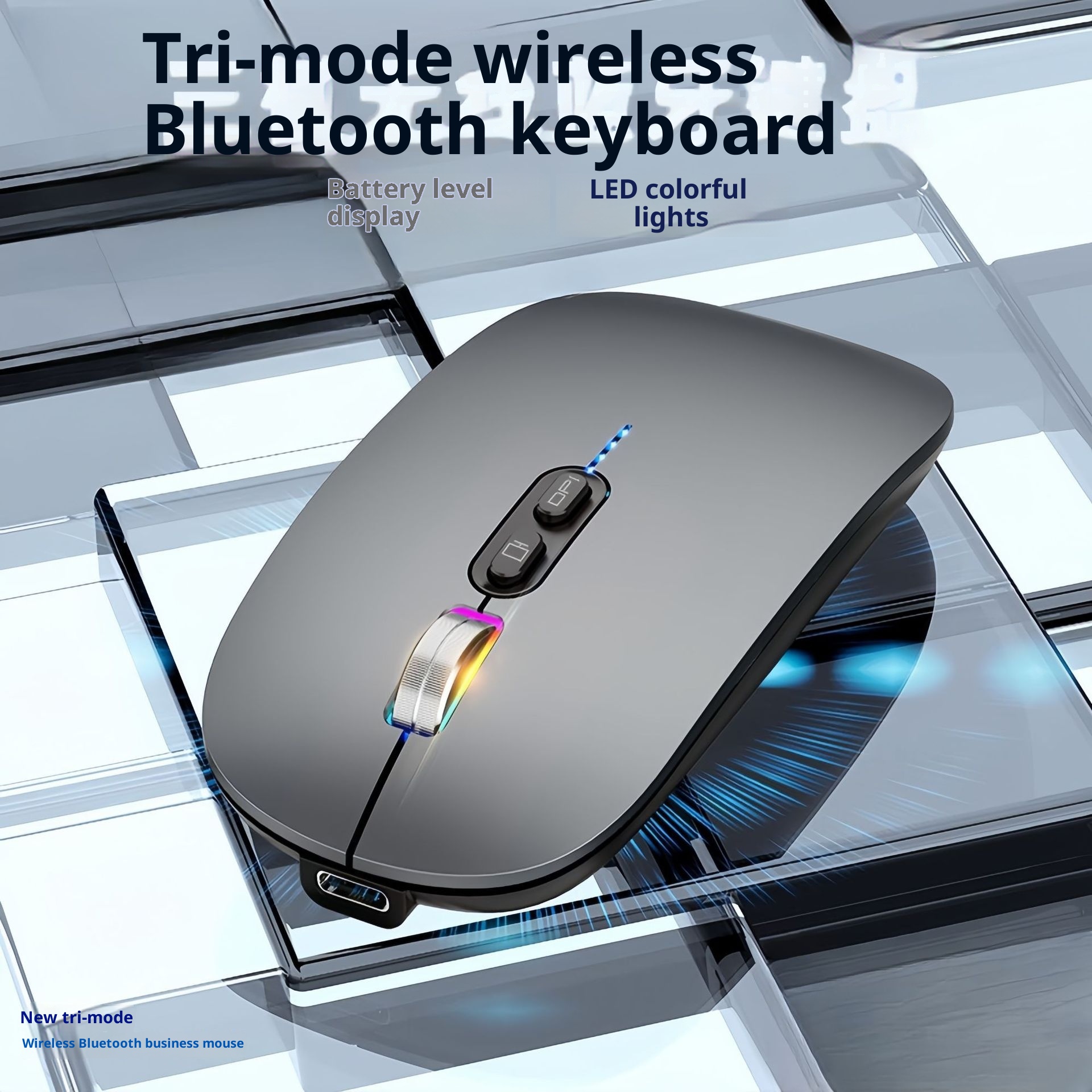 Digitex Digitex 2.4G Bluetooth Silent Portable Battery Display Desktop Laptop Universal Three-Mode Wireless Mouse_voghion.com