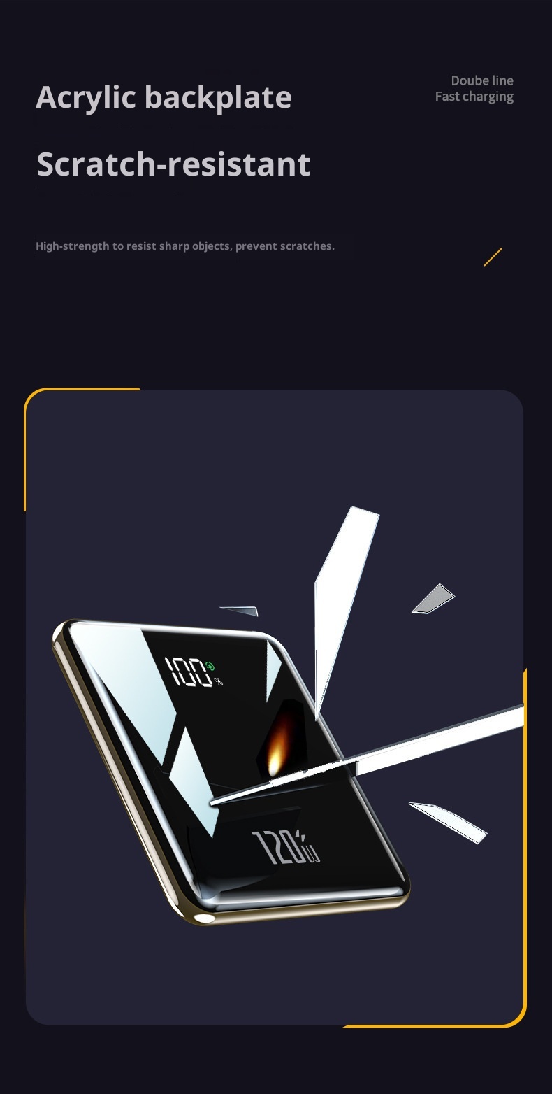 TechGlobe 3C Certified 120W Super Fast Charging With Cable 20000mAh Large Capacity Bank Mini Portable Mobile Power Supply_voghion.com