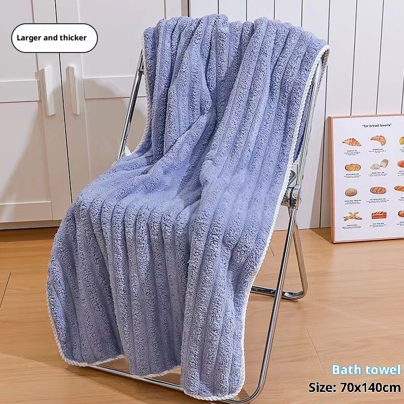 Lillian Candy Stripe Coral Fleece Face Absorbent Quick-Dry Non-Shedding High-End Bath Towel For Men And Women_voghion.com