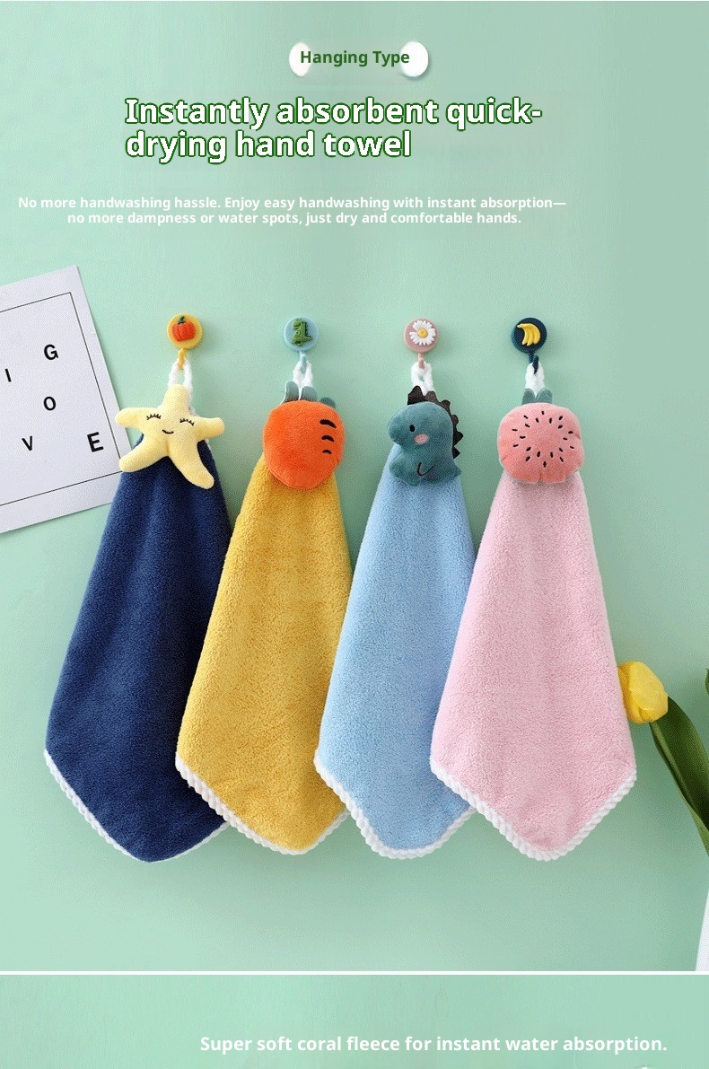 Lillian Korallenvlies-Handtuch, saugfähig, Geschenk für Kindergartenkinder, fusselt nicht, Badehandtuch zum Aufhängen_voghion.com