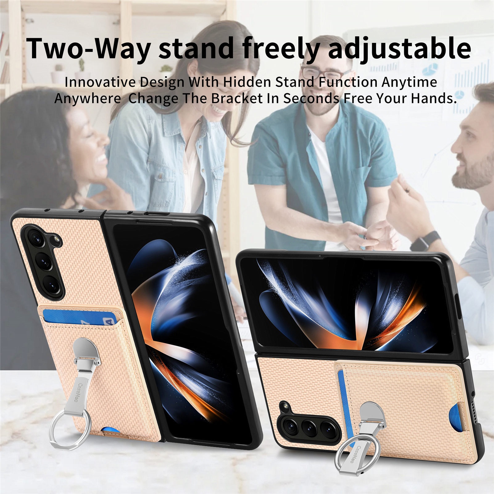 TechGlobe Compatible With Japan And Korea Sam Samsung ZFold7 Multifunctional Ring Stand Card Holder Phone Case 360°Rotating_voghion.com