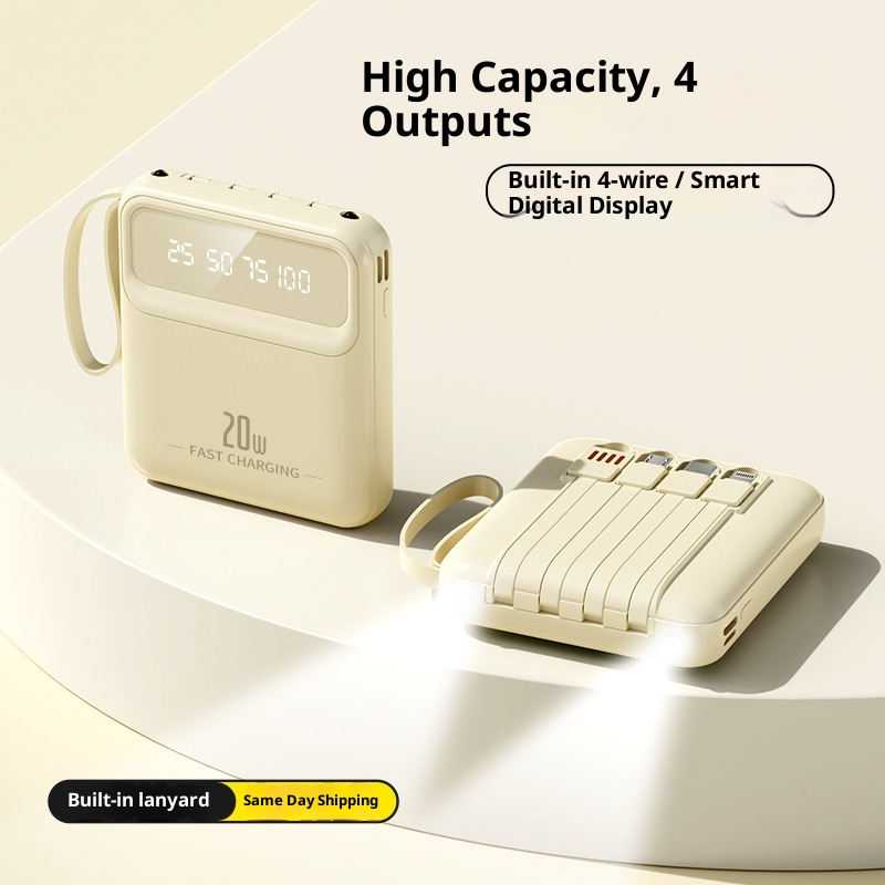 TechGlobe Gift Power Bank Wholesale Mini With Built-in 20000mAh Large Capacity Digital Display Portable Charger Data Cable_voghion.com