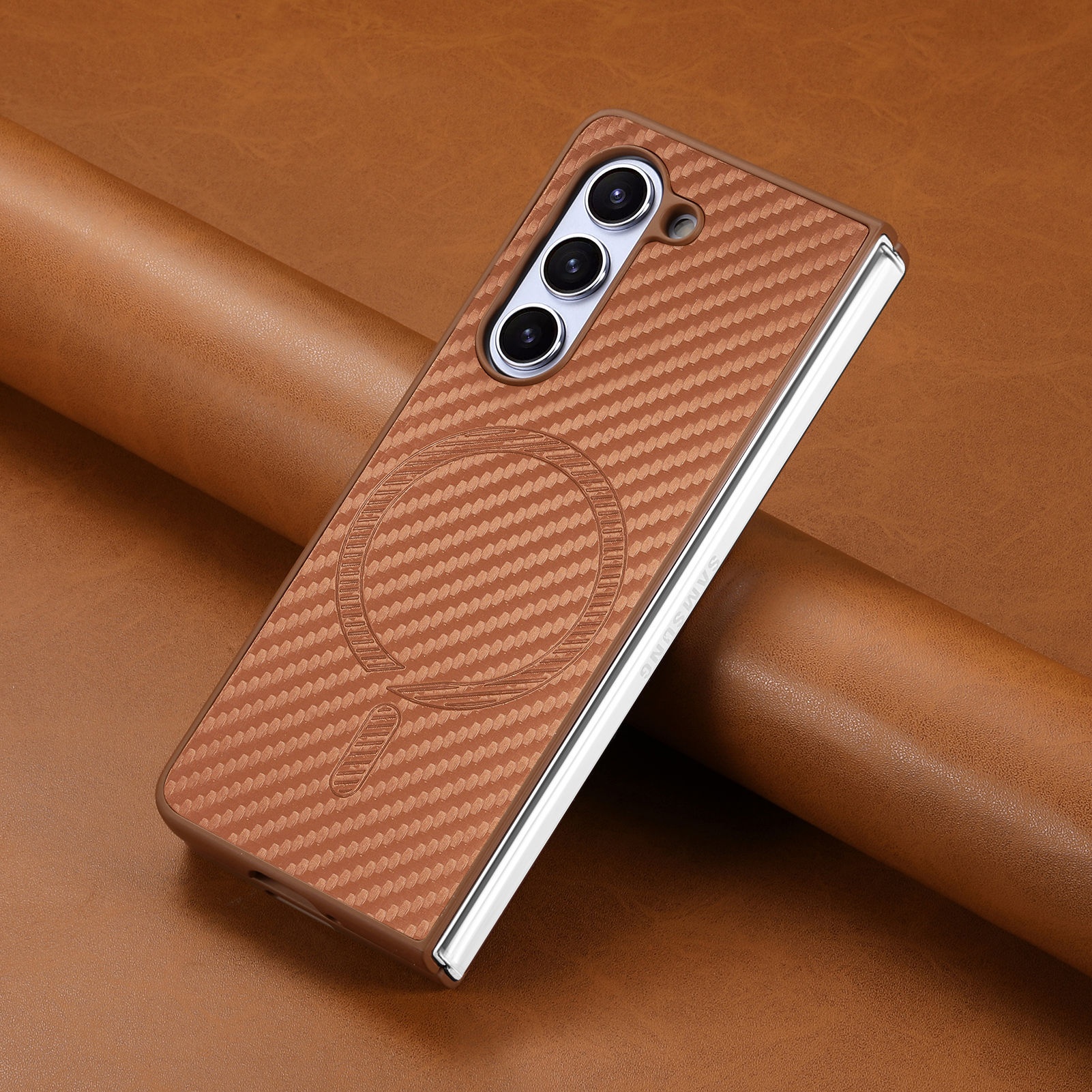 TechGlobe compatibile con Samsung Galaxy Fold6 custodia in fibra di carbonio con pellicola magnetica integrata Z Fold5_voghion.com