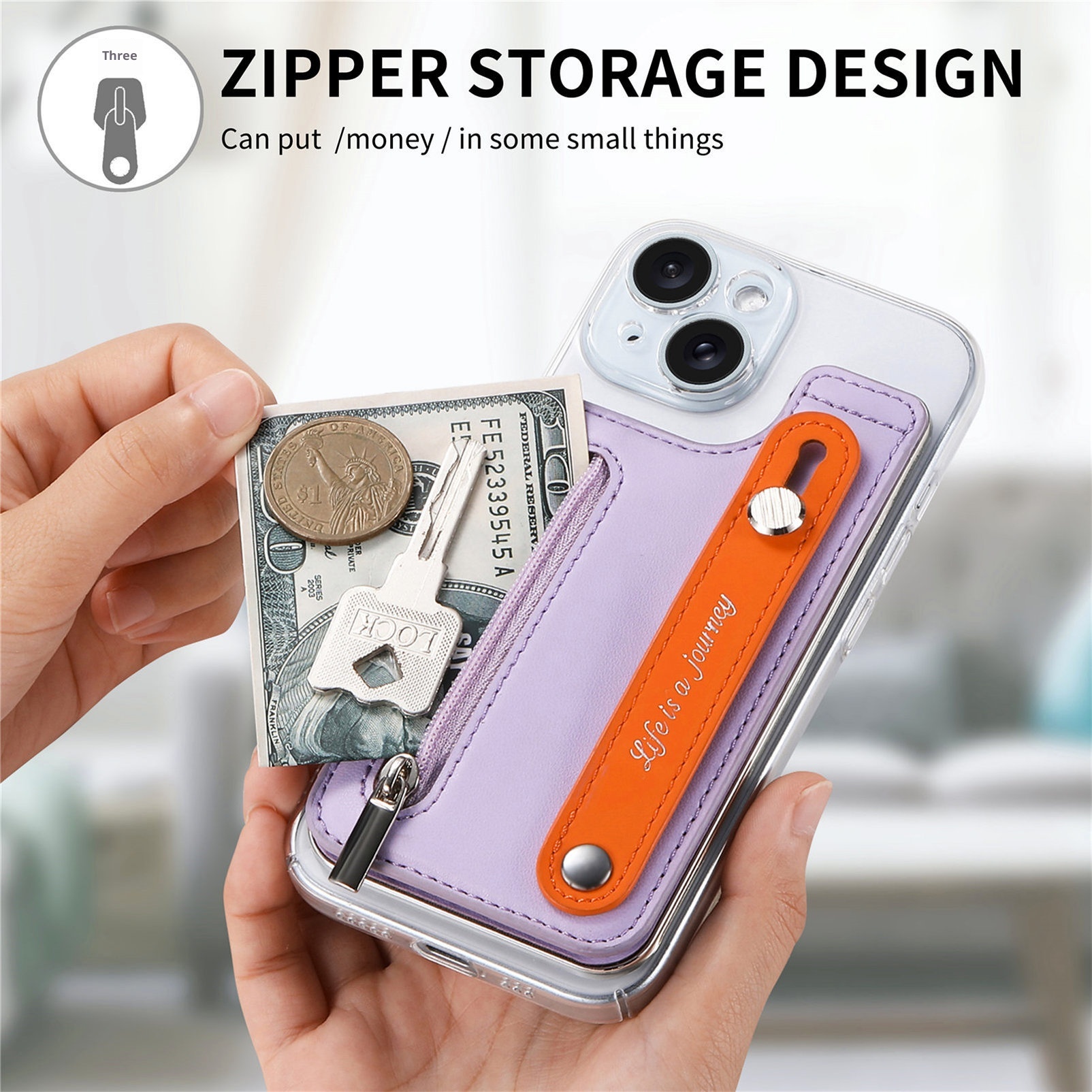 TechGlobe Macaron Color New Phone Flip Wrist Strap Storage Gift Case Back Adhesive Card Holder_voghion.com