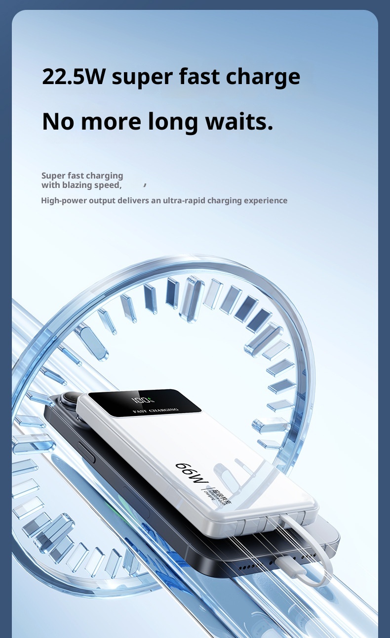 techglobe Cross-Border New Model Gift Custom Large Capacity Shared Super 66W Power Bank Fast Charging With Cable_voghion.com