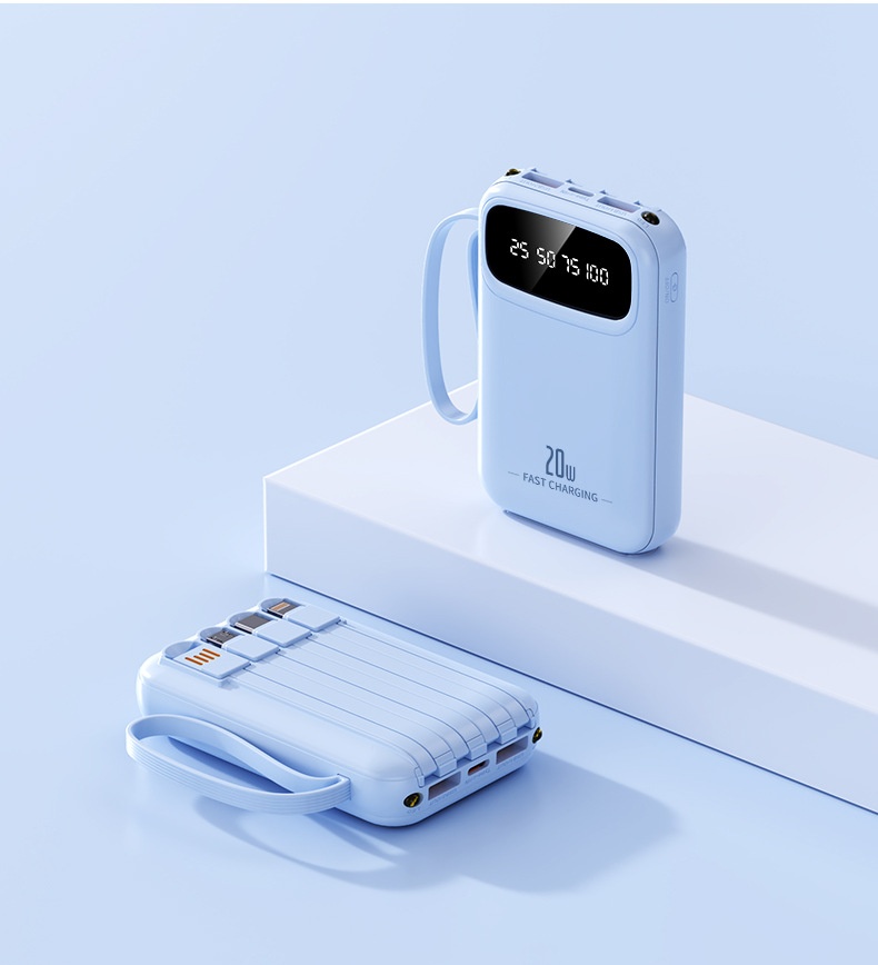 techglobe 3C Certified 20000mAh Ultra Large Capacity Bank Mini Built-in Cable Portable Mobile Power Wholesale Customization_voghion.com