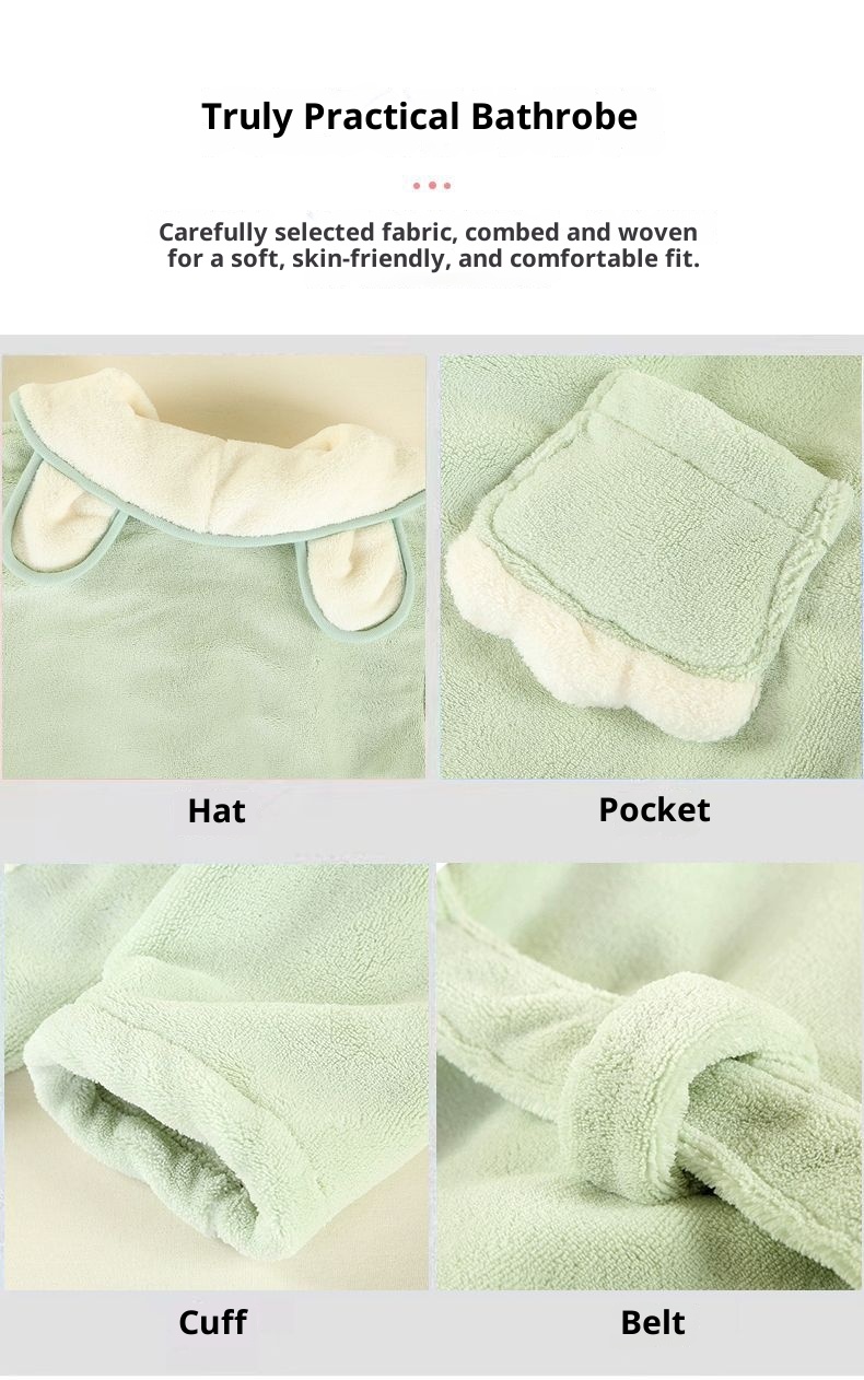 Asciugamano da bagno indossabile per bambini Lillian Cross-Border, assorbente, ad asciugatura rapida, caldo per bambini più grandi, elegante colletto rovesciato,_voghion.com