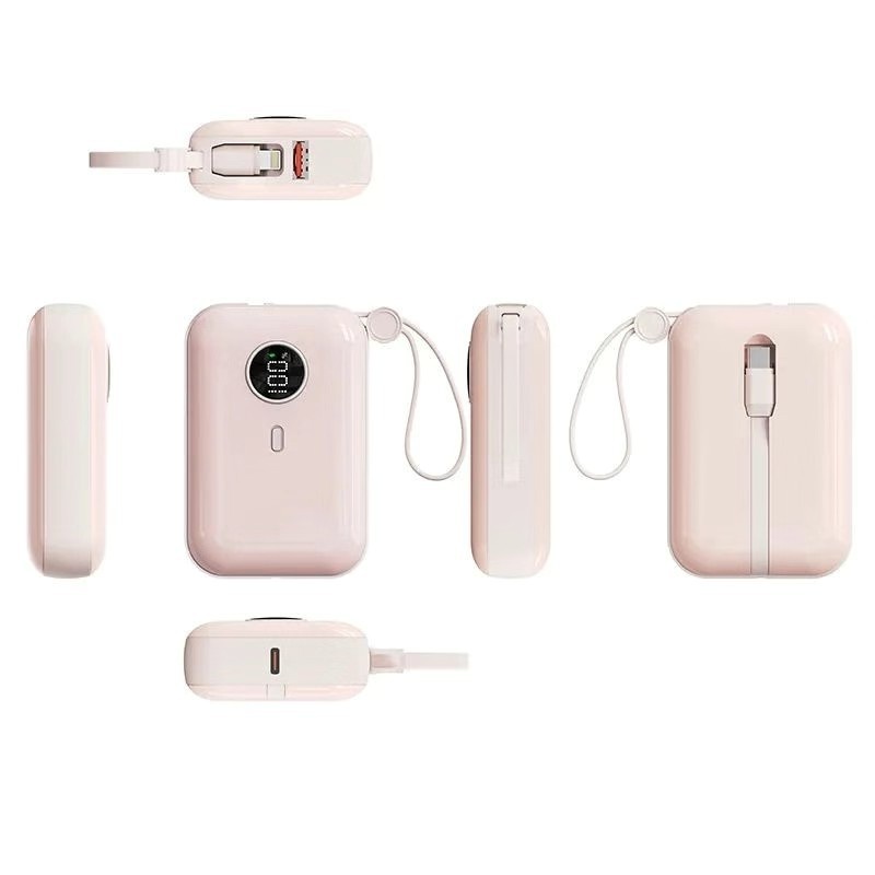 techglobe 3C-zertifizierte Mini-Powerbank mit integriertem Kabel, kompatibel mit Huawei 15/16, kompakt, tragbar, Schnellladefunktion_voghion.com