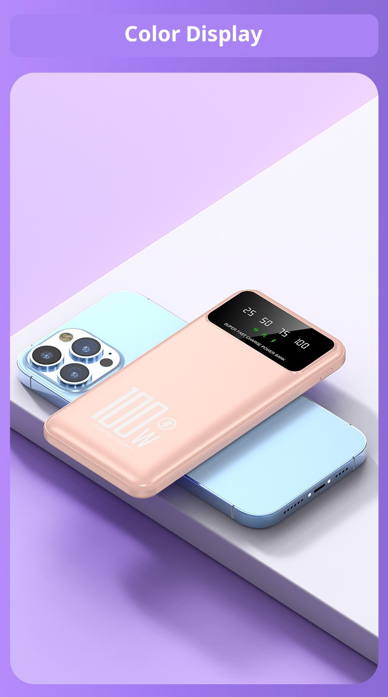 techglobe Super Fast Charging 100W Custom Gift Mini Built-in Cable Bank 20000mAh Wholesale Mobile Power Supply_voghion.com