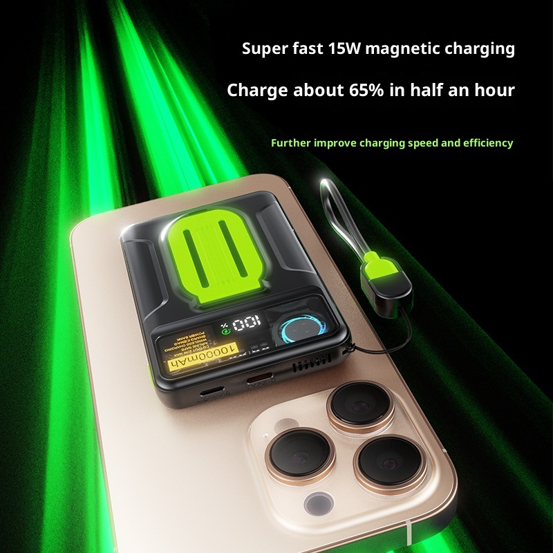 techglobe 22,5W Magnetische, transparente Powerbank mit integriertem Kabel, ultradünn, kompakt, Mini, tragbar, Geschenk, mobile Stromversorgung_voghion.com
