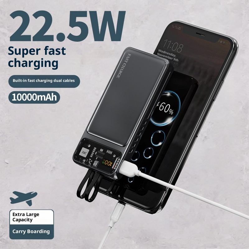 TechGlobe 22.5W Super Fast Charging 10000mAh Power Bank Cyberpunk Transparent Mecha 20000mAh Portable Charger_voghion.com