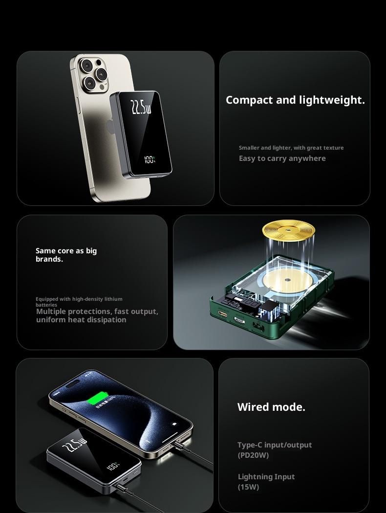 TechGlobe 22.5W Bank 20000mAh 10000 Mobile Power Fast Charging Digital Display Portable Wireless_voghion.com