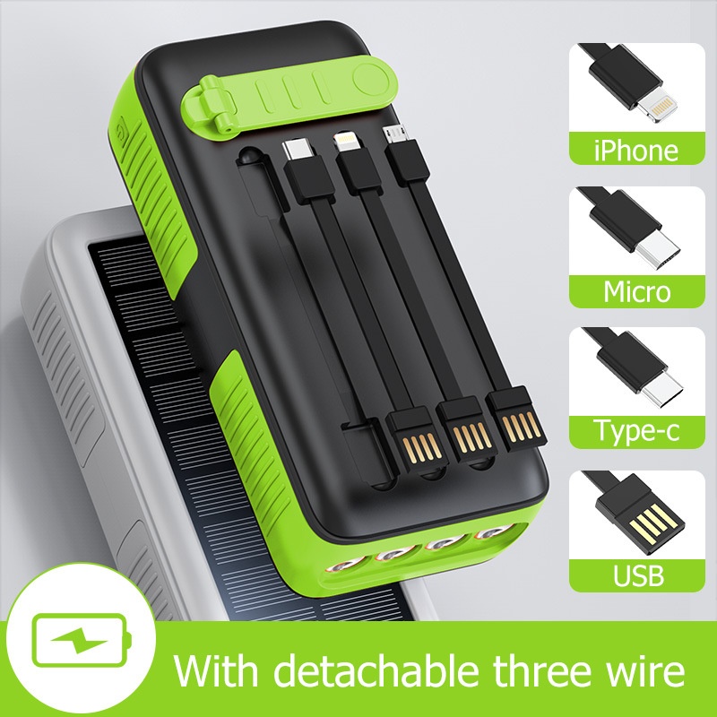 TechGlobe Hand Crank Solar Bank 61200mAh With Built-in Cable, Two-Way Fast Charging Power Pack PSE/METI_voghion.com